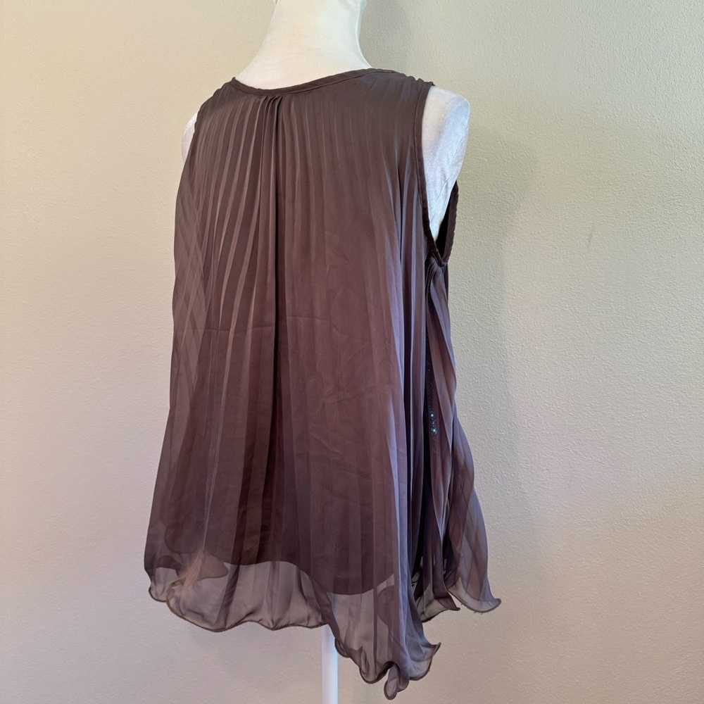 Ya Los Angeles Sleeveless Pleated Sheer Top with Sequin Lining - Picture 5 of 15